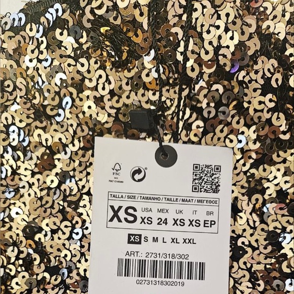 NWT ZARA SEQUINS MINI SKIRT Gold XS - Picture 10 of 14